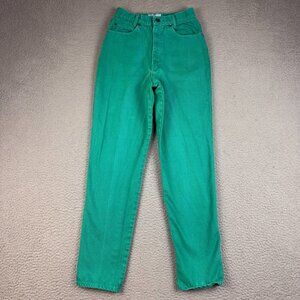 VTG 80's High Waisted Curvy Straight Leg Mom Jeans Womens/Jr's 9 Green Denim USA